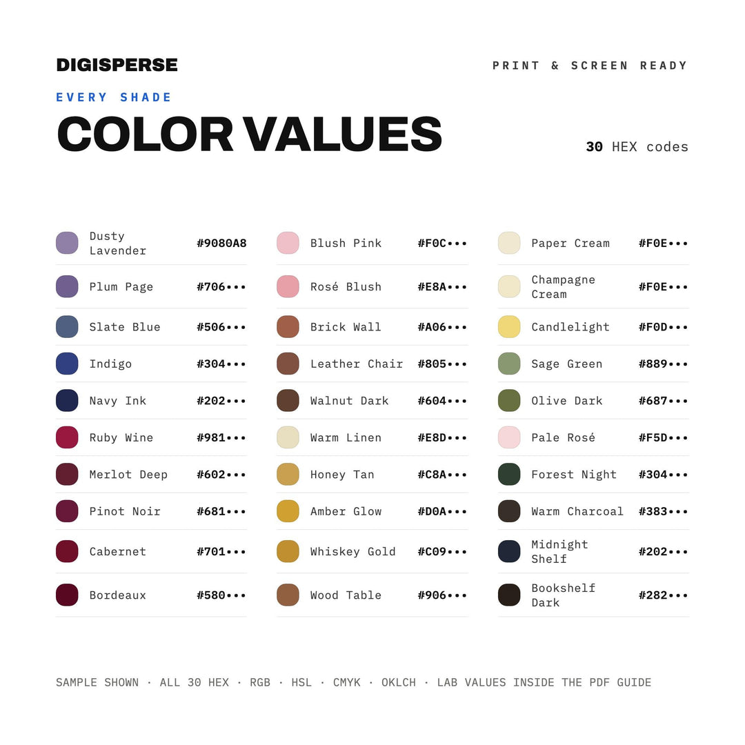 Cozy Muted Color Palette for Book Club Art and Wine Evening Branding, 30 Merlot Bookish Hues, Procreate Swatches