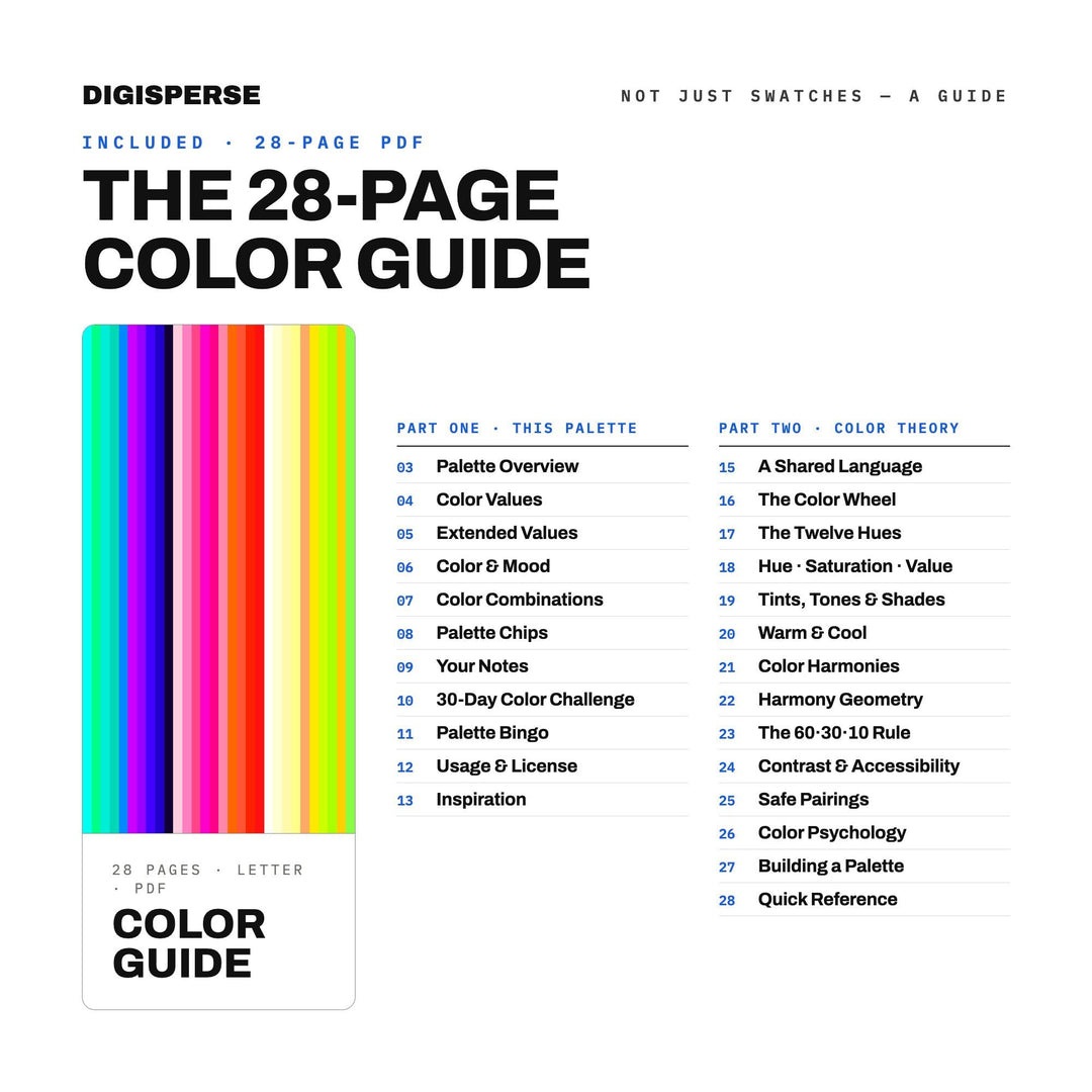 Delirious Joy Color Palette | 30 Colors | Hex RGB CMYK | Color Guide | Procreate Swatches + ASE | Digital Download