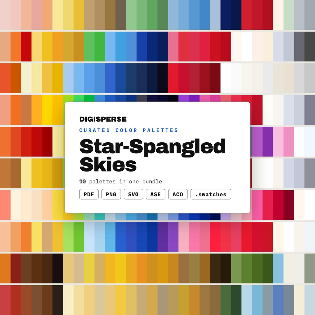 Patriotic Color Palette Bundle, 10 Star Spangled Sky Color Schemes for July 4th Crafts, Americana Decor and Flag Day Designs