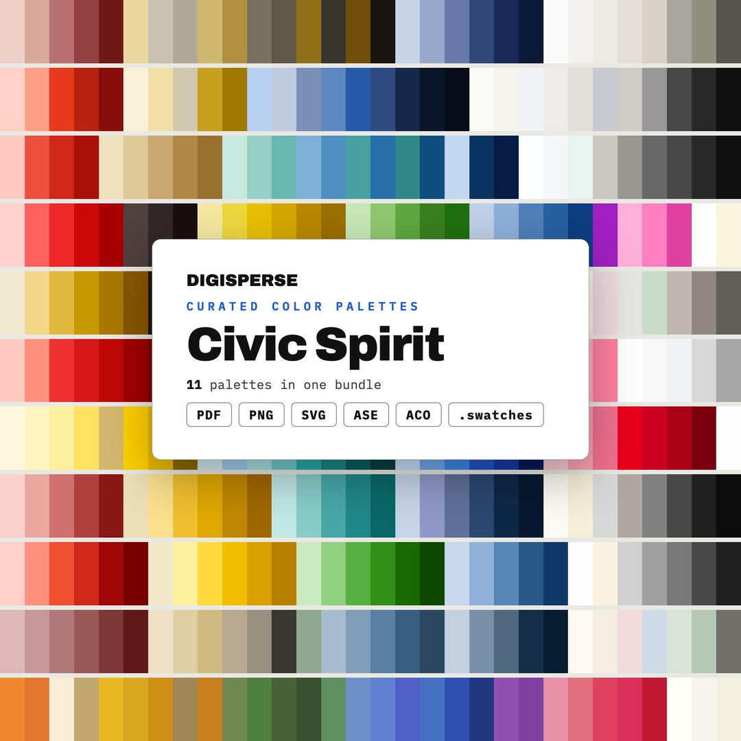 Election Season Color Swatch Kit, 11 Civic Spirit Palettes for Campaign Graphics, Community Event Flyers and Town Pride Projects