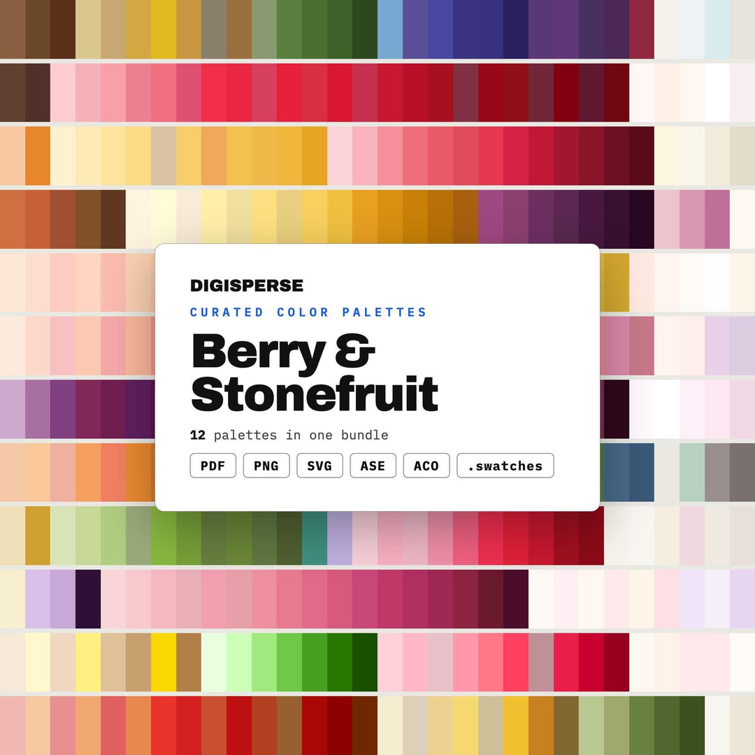 Berry Color Scheme Mega Pack, 12 Stonefruit and Berry Palettes for Jam Labels, Farmers Market Branding and Summer Recipe Cards