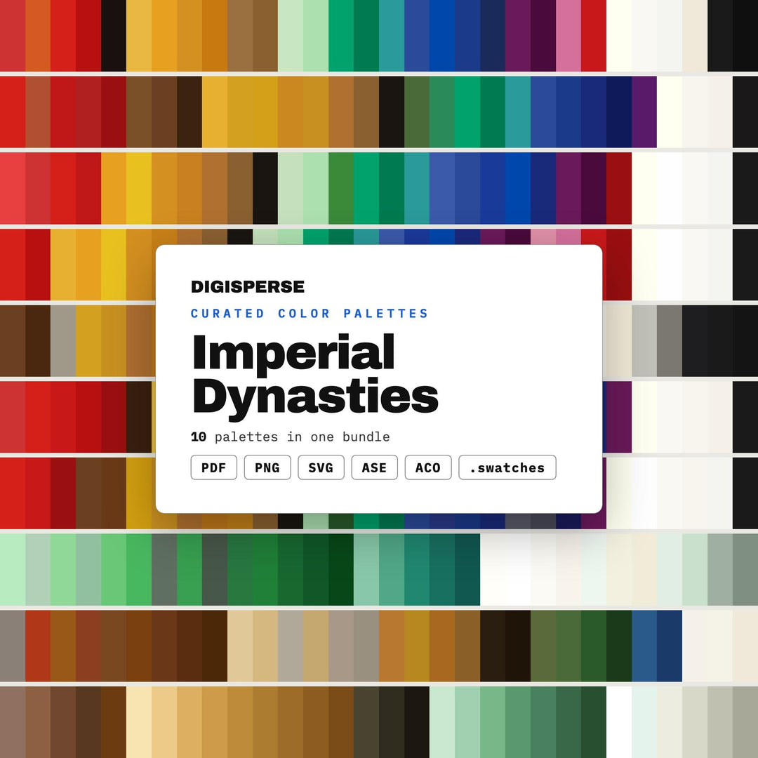 Chinese Dynasty Color Palette Set, 10 Imperial Palace Schemes for Asian Art Projects, Silk Design and Historical Illustration