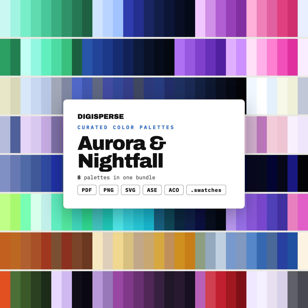 Northern Lights Color Palette Set, 8 Aurora and Nightfall Schemes for Celestial Art, Astronomy Blogs and Magical Event Decor