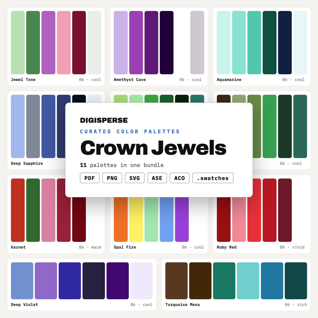 Royal Color Palette Bundle, 11 Crown Jewel Schemes for Luxury Branding, Regal Wedding Themes and Palace Interior Moodboards
