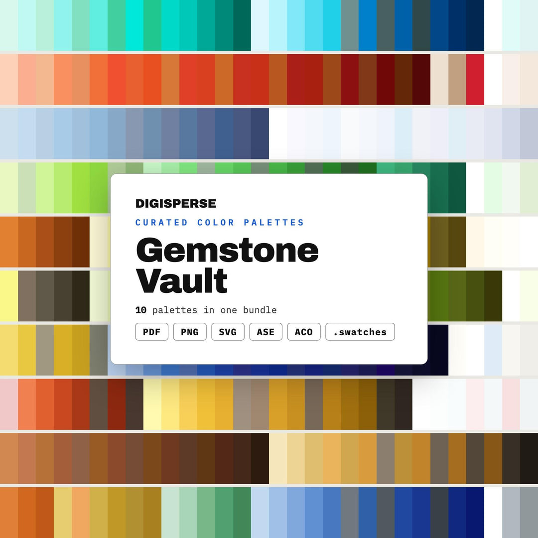 Gemstone Color Scheme Set, 10 Vault Treasure Palettes for Jewelry Brand Design, Bold Interiors and Rich Fashion Editorials