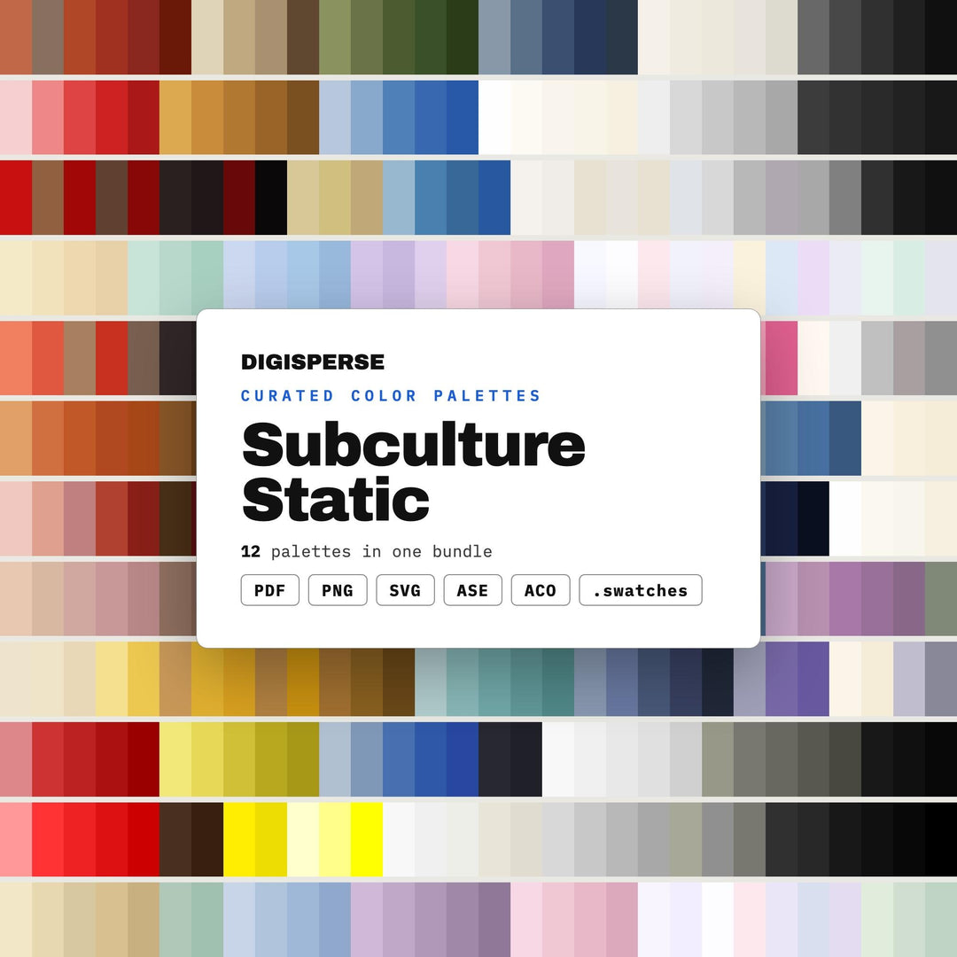 Alt Aesthetic Color Mega Bundle, 12 Subculture Palettes for Zine Layouts, Band Merch Design and Edgy Streetwear Graphics