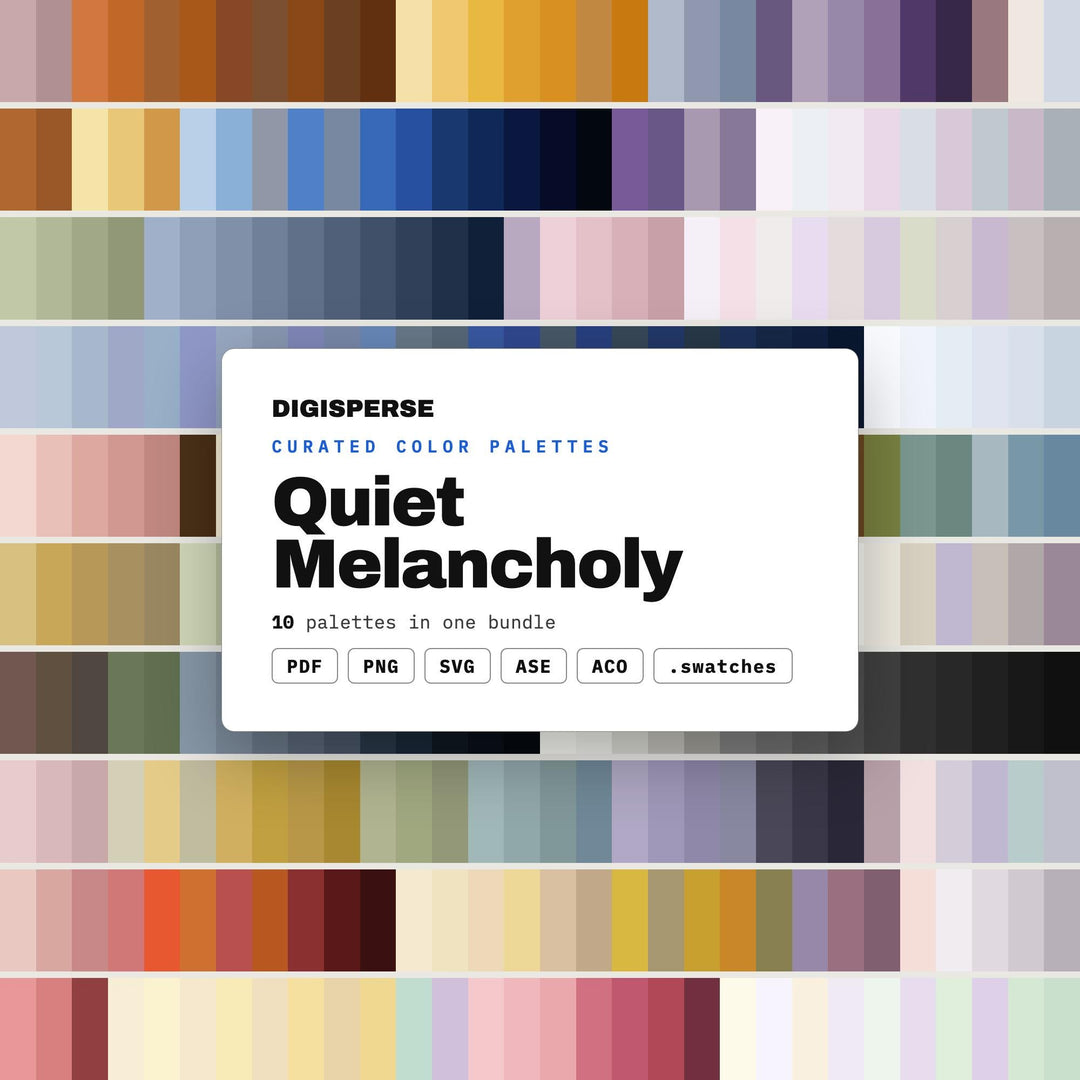 Muted Moody Color Scheme Set, 10 Quiet Melancholy Palettes for Poetry Journals, Indie Album Art and Wistful Illustration