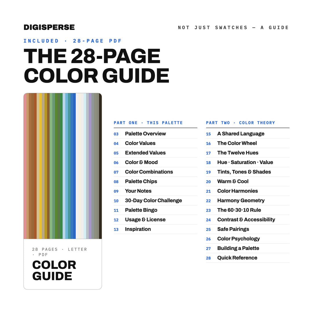 Outdoor Shower Rinse Color Palette | 30 Hex RGB CMYK Swatches (Digital Download)