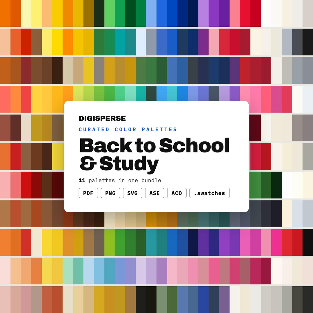 Back to School Color Palette Bundle, 11 Study and Classroom Color Schemes for Teachers, Planner Spreads & Homework Trackers