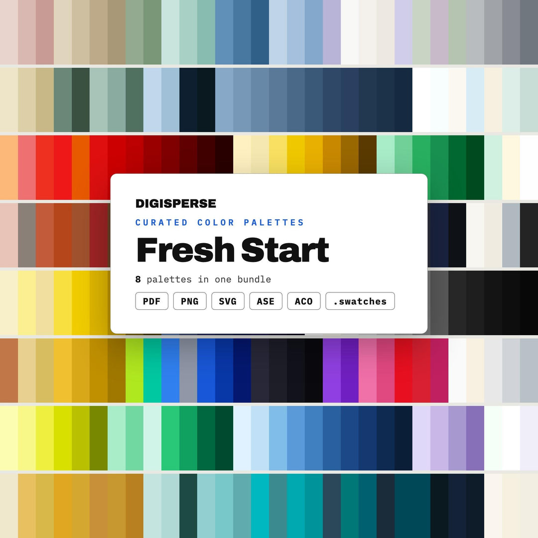 Fresh Color Palette Set of 8, New Year Reset Color Schemes for Journal Spreads, Vision Boards, Wellness Branding & Planner Themes