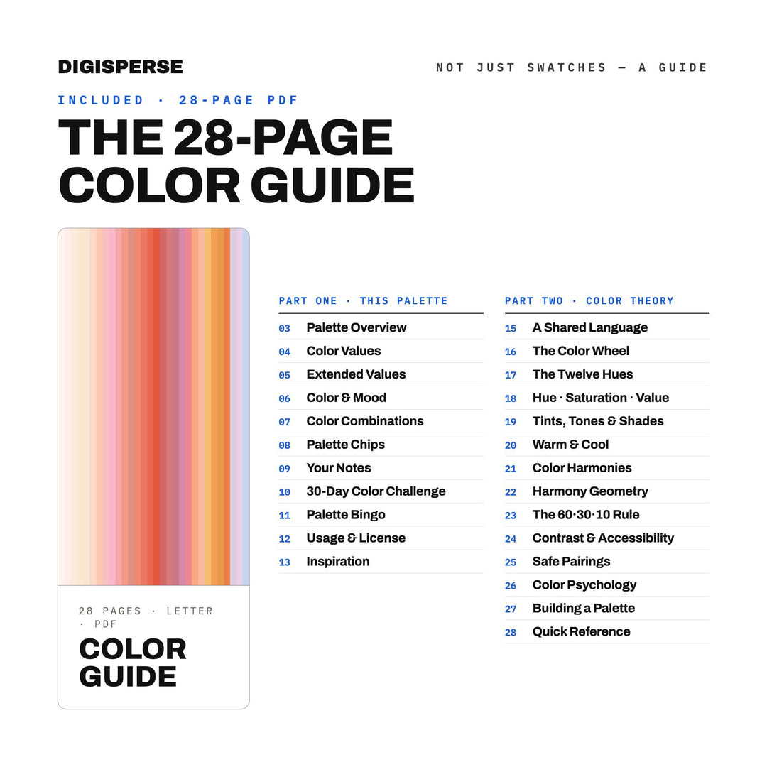 Peach Sunrise Color Palette | 30 Procreate Swatches, ASE Guide (Digital Download)