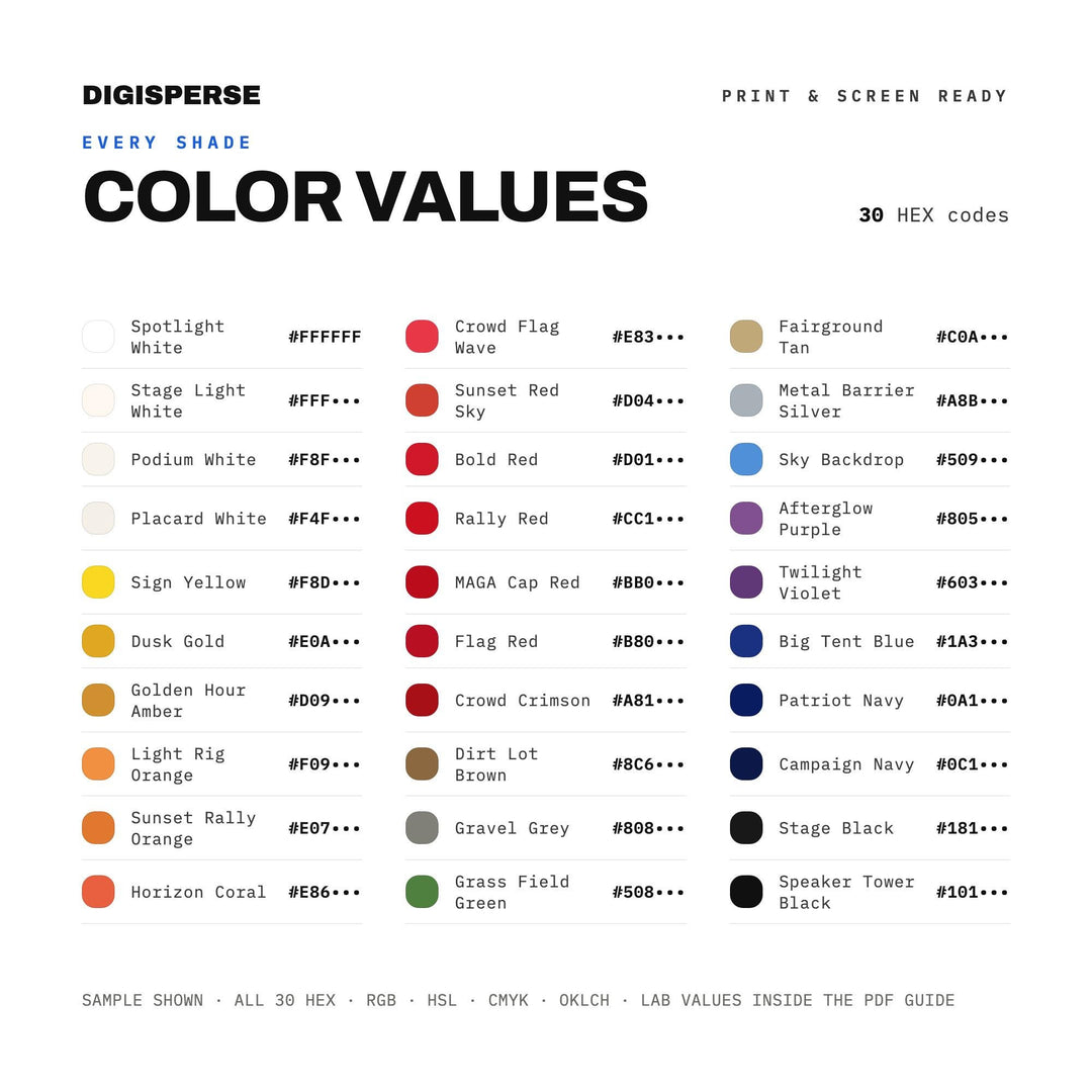 Maga Rally Sunset Color Palette | 30 Procreate Swatches, ASE (Digital Download)