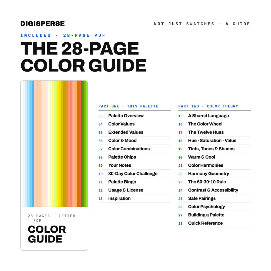 Citrus Spritz Color Palette | 30 Colors | Hex RGB CMYK | Procreate Swatches + ASE | Digital Download