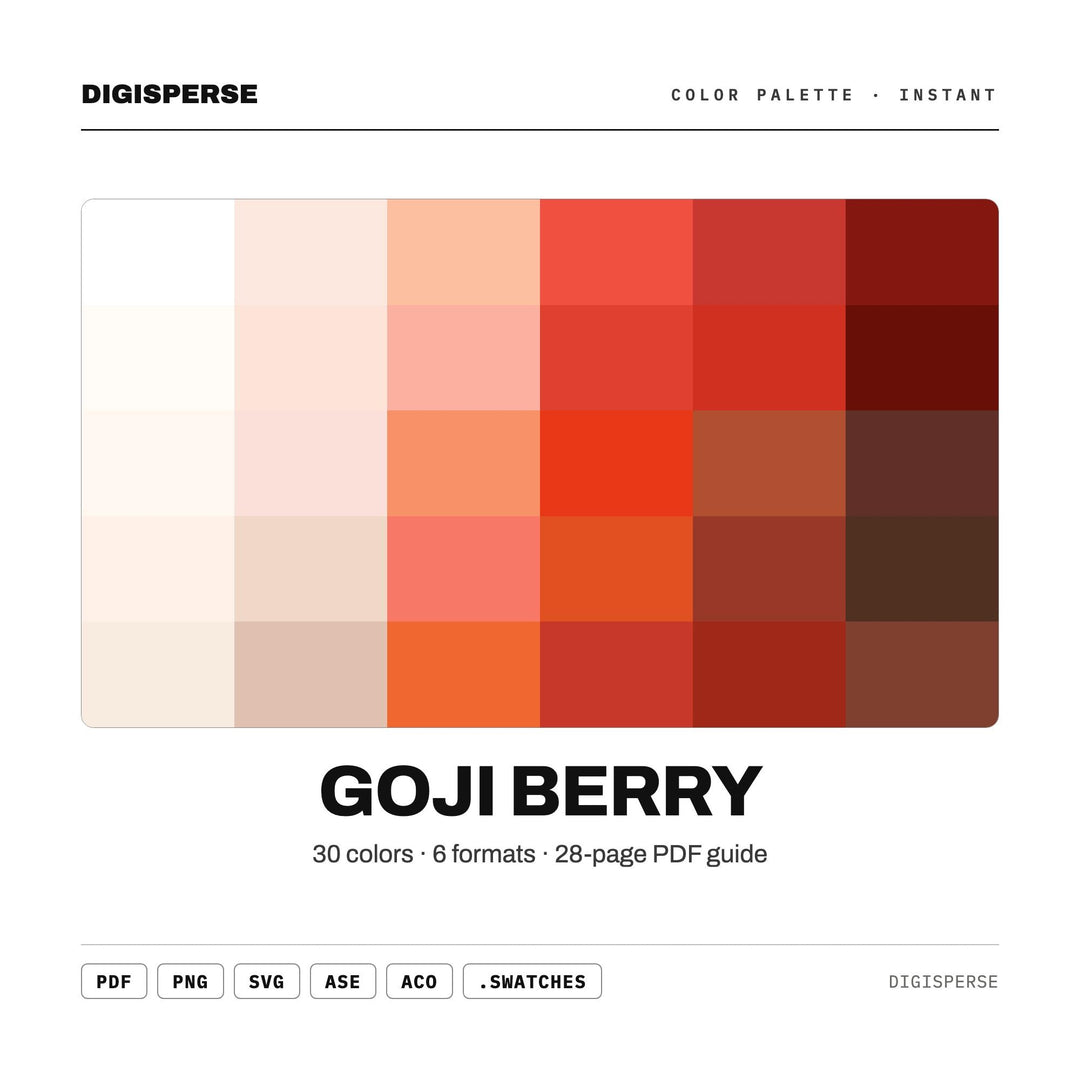 Goji Berry Color Palette | 30 Procreate Swatches, ASE Guide (Digital Download)