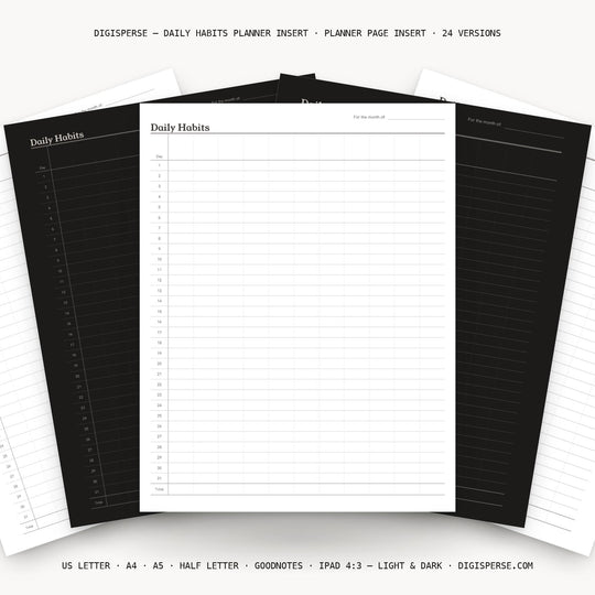 Daily Habits printable planner insert — main preview