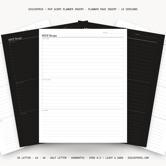 Mvp Scope printable planner insert — main preview