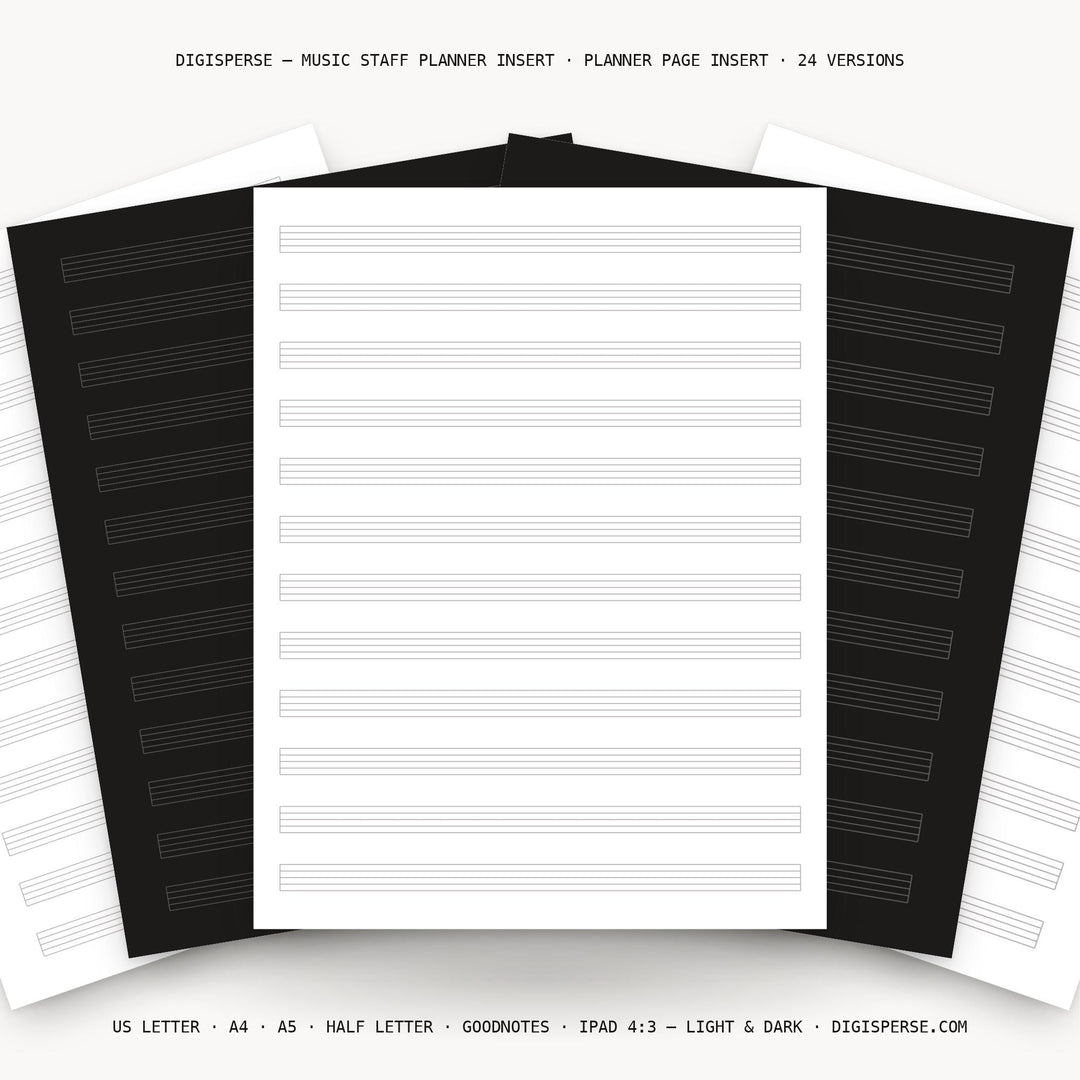 Music Staff printable planner insert — main preview