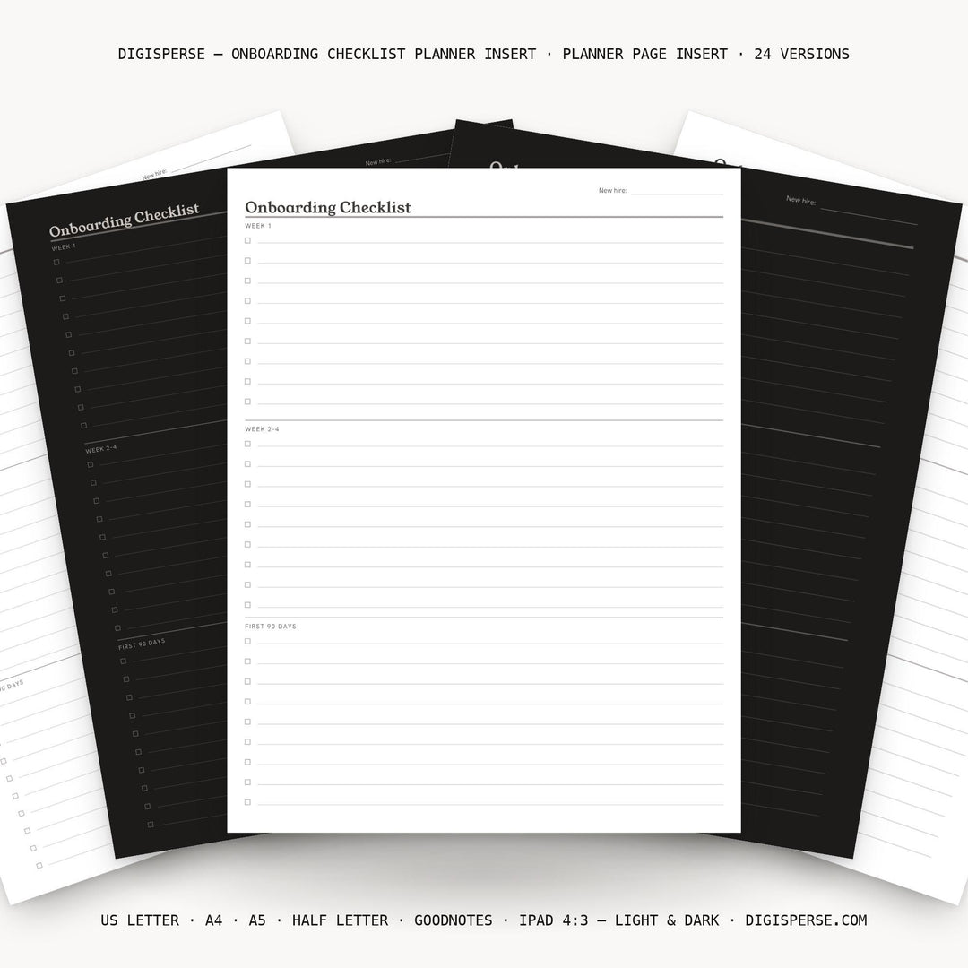 Onboarding Checklist Planner Insert | Hr Planner | GoodNotes iPad PDF | Digital Download