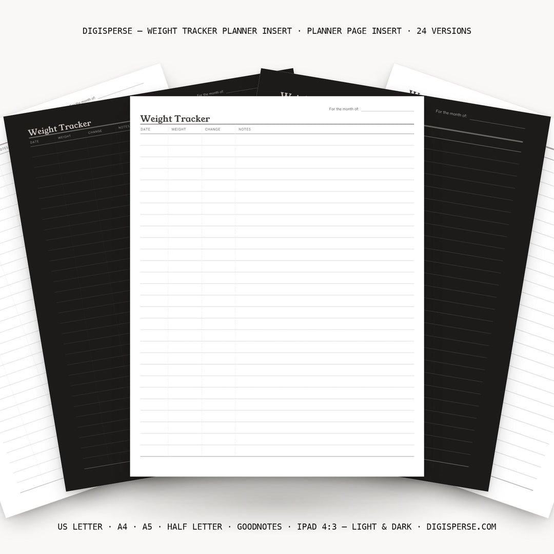 Weight Tracker Planner Insert | Wellness Tracker | GoodNotes iPad PDF | Digital Download