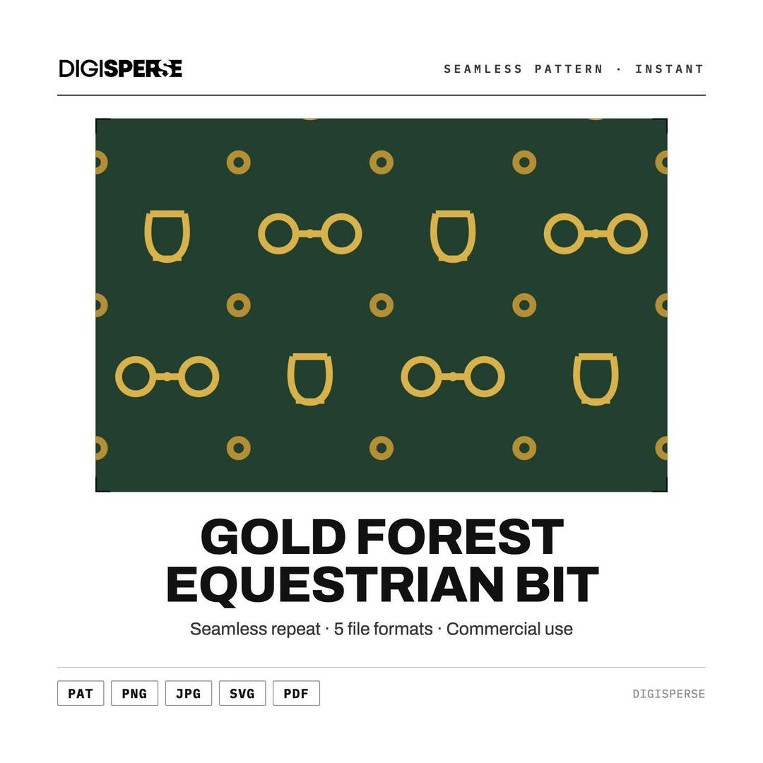 Gold Forest Equestrian Bit seamless pattern set — main preview