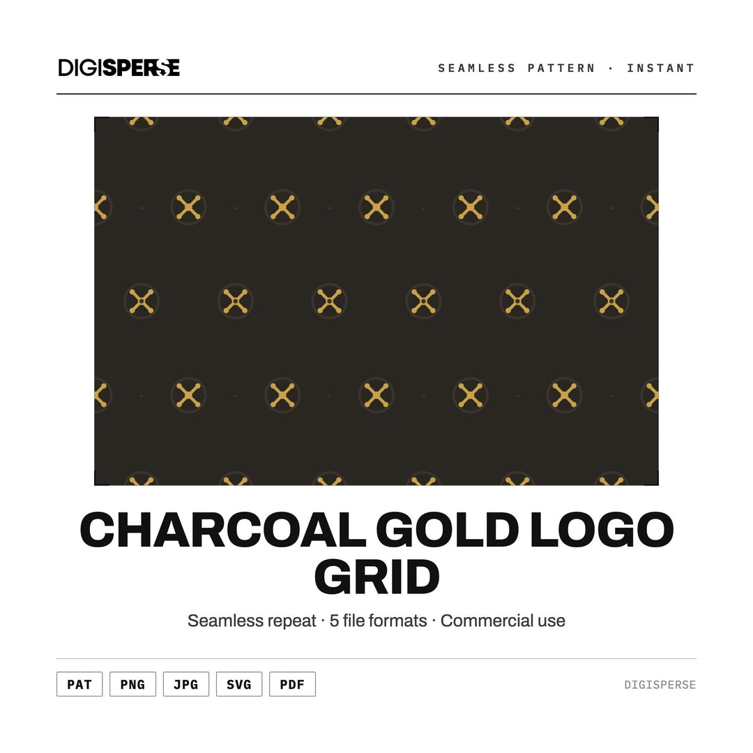 Charcoal Gold Logo Grid seamless pattern set — main preview