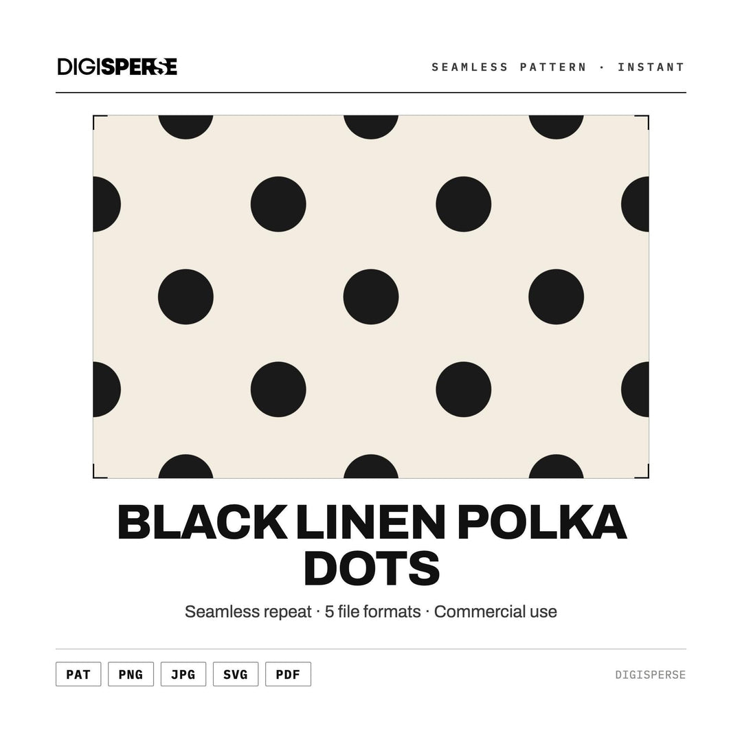 Black Linen Polka Dots seamless pattern set — main preview