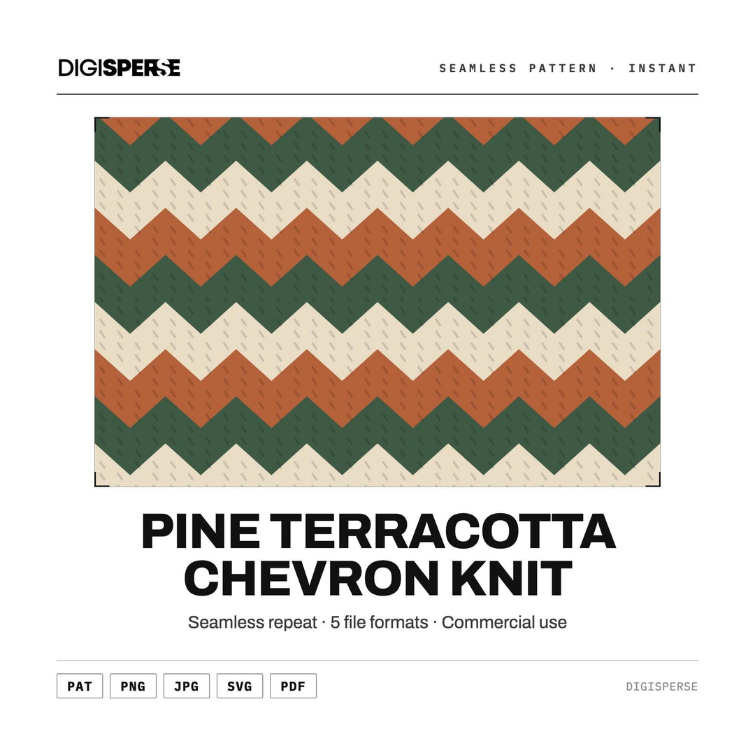 Pine Terracotta Chevron Knit seamless pattern set — main preview