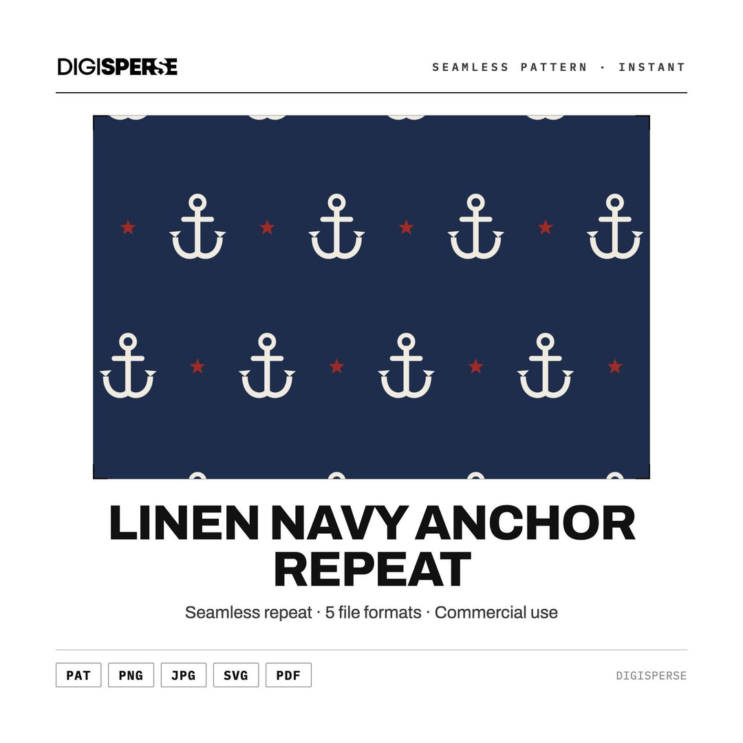 Linen Navy Anchor Repeat seamless pattern set — main preview