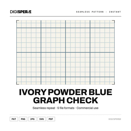 Ivory Powder Blue Graph Check seamless pattern set — main preview