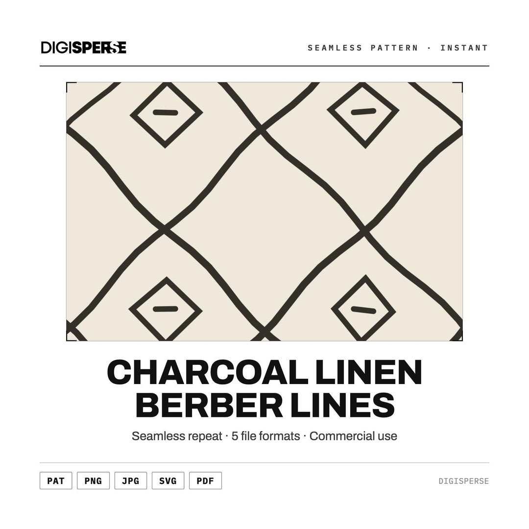 Surface Pattern Design | Charcoal Linen Berber Lines | Digital Paper Fabric Wallpaper