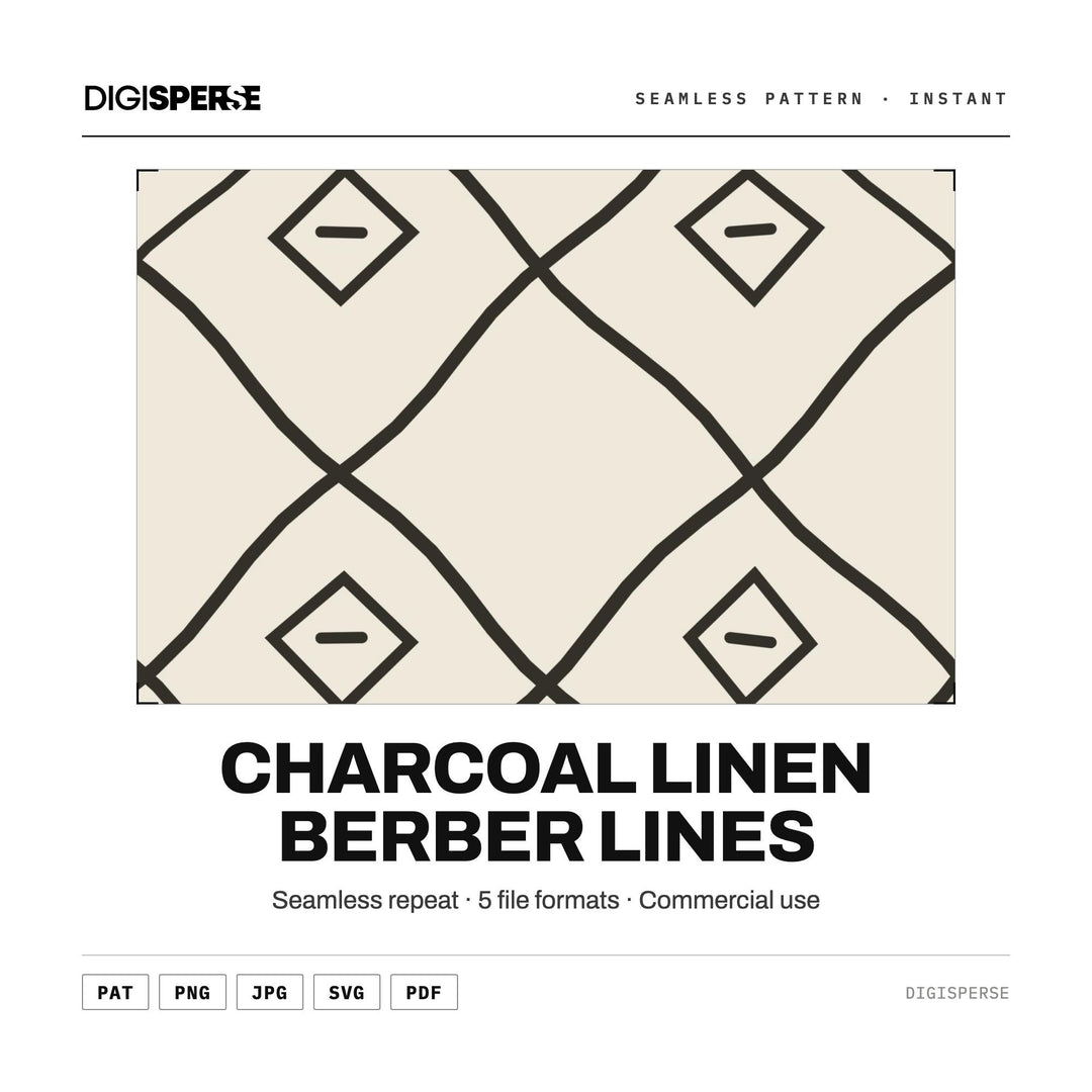 Surface Pattern Design | Charcoal Linen Berber Lines | Digital Paper Fabric Wallpaper