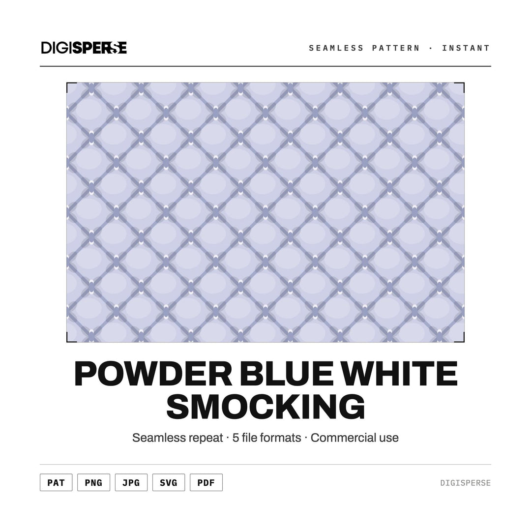 Surface Pattern Design | Powder Blue White Smocking | Digital Paper Fabric Wallpaper
