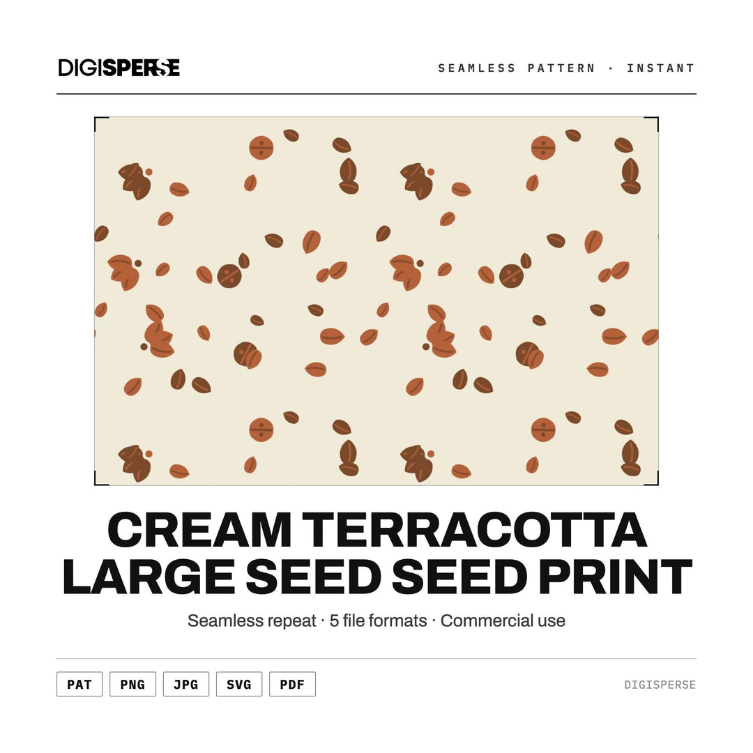 Seamless Digital Paper | Cream Terracotta Large Seed Seed Print | Fabric Wallpaper