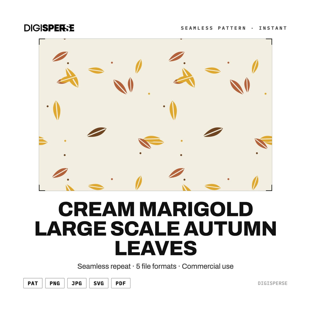 Seamless Digital Paper | Cream Marigold Large Scale Autumn Leaves | Fabric Wallpaper