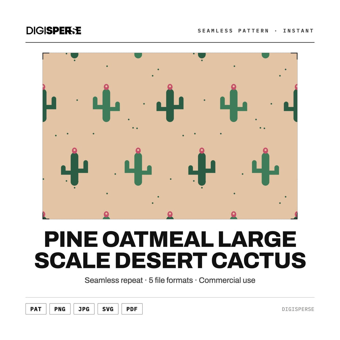 Seamless Digital Paper | Pine Oatmeal Large Scale Desert Cactus | Fabric Wallpaper