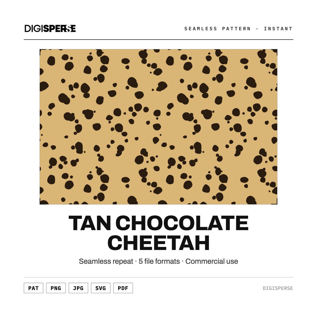 Seamless Pattern | Tan Chocolate Cheetah | Digital Paper Fabric Wallpaper | PNG SVG PDF