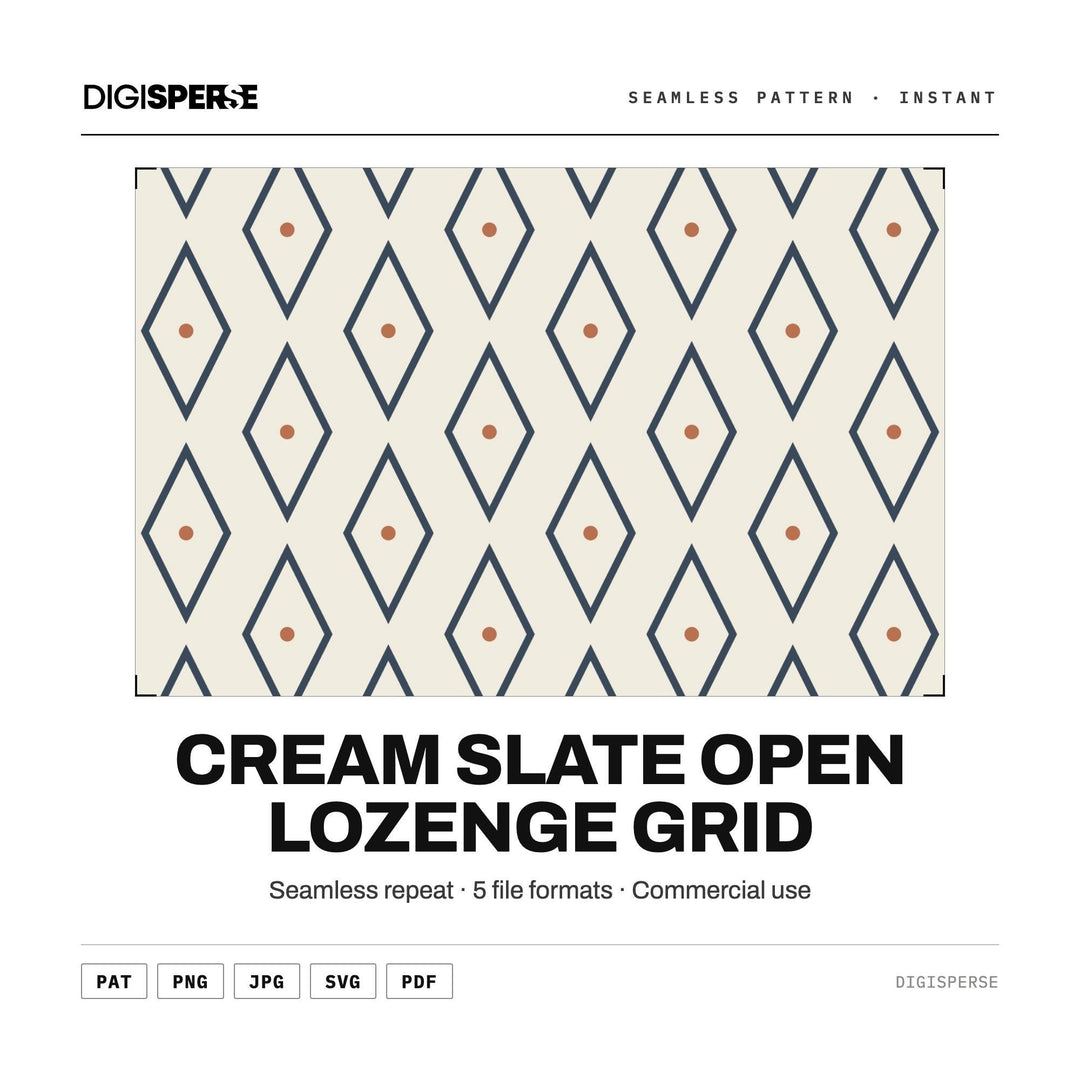 Seamless Pattern Svg | Cream Slate Open Lozenge Grid | Digital Paper Fabric Wallpaper