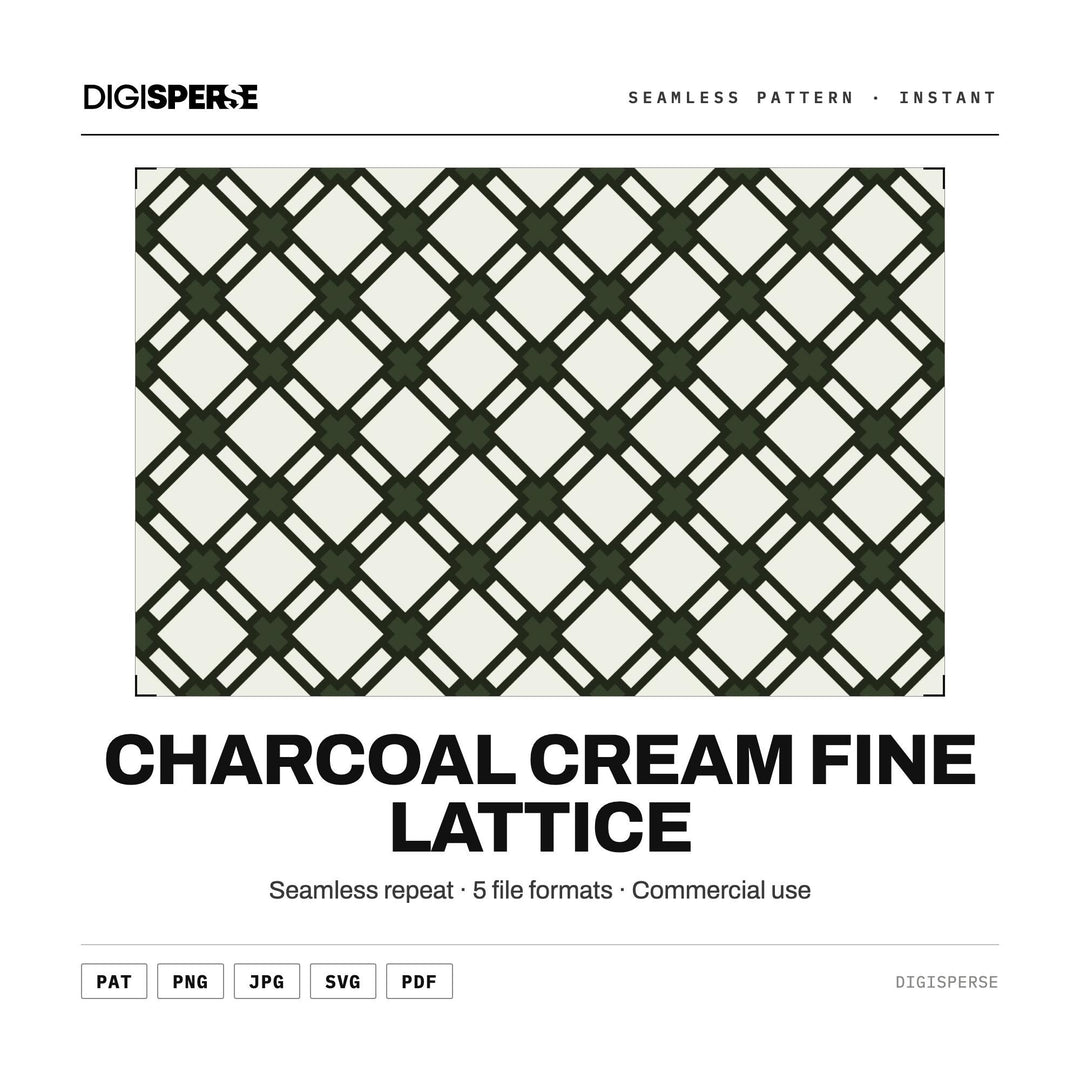 Seamless Pattern Svg | Charcoal Cream Fine Lattice | Digital Paper Fabric Wallpaper