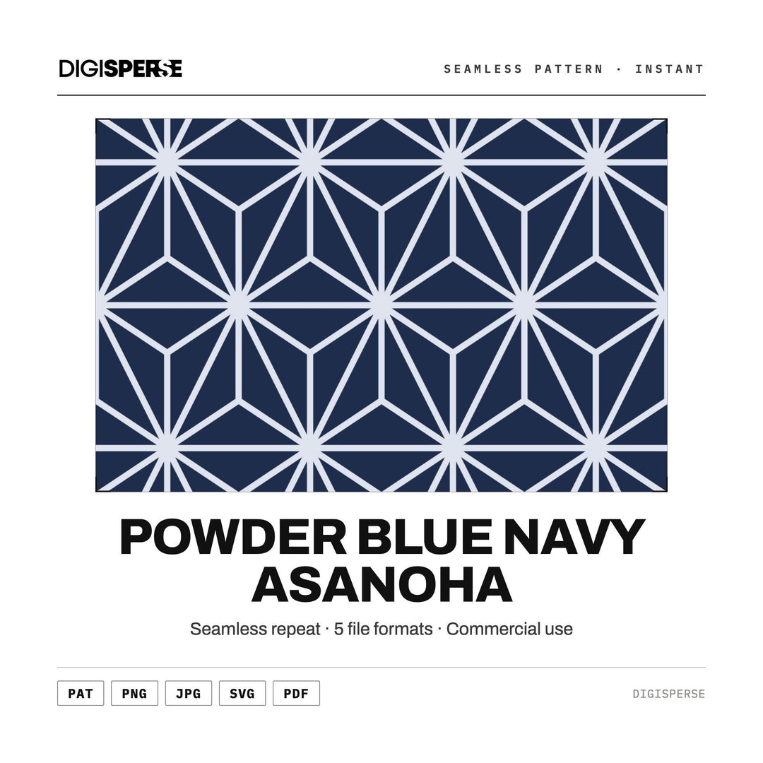 Surface Pattern Design | Powder Blue Navy Asanoha | Digital Paper Fabric Wallpaper