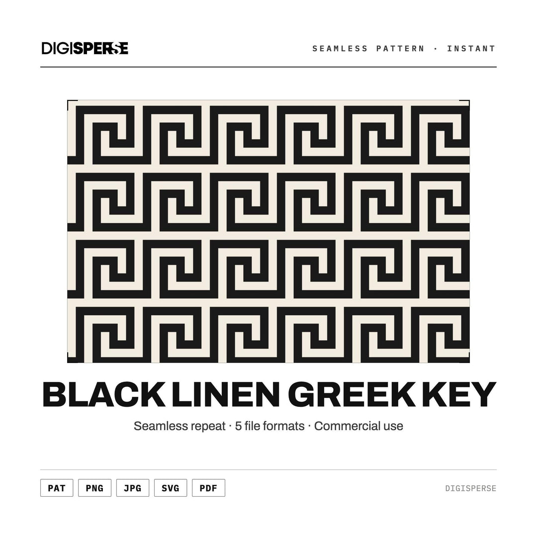Seamless Pattern Svg | Black Linen Greek Key | Digital Paper Fabric Wallpaper