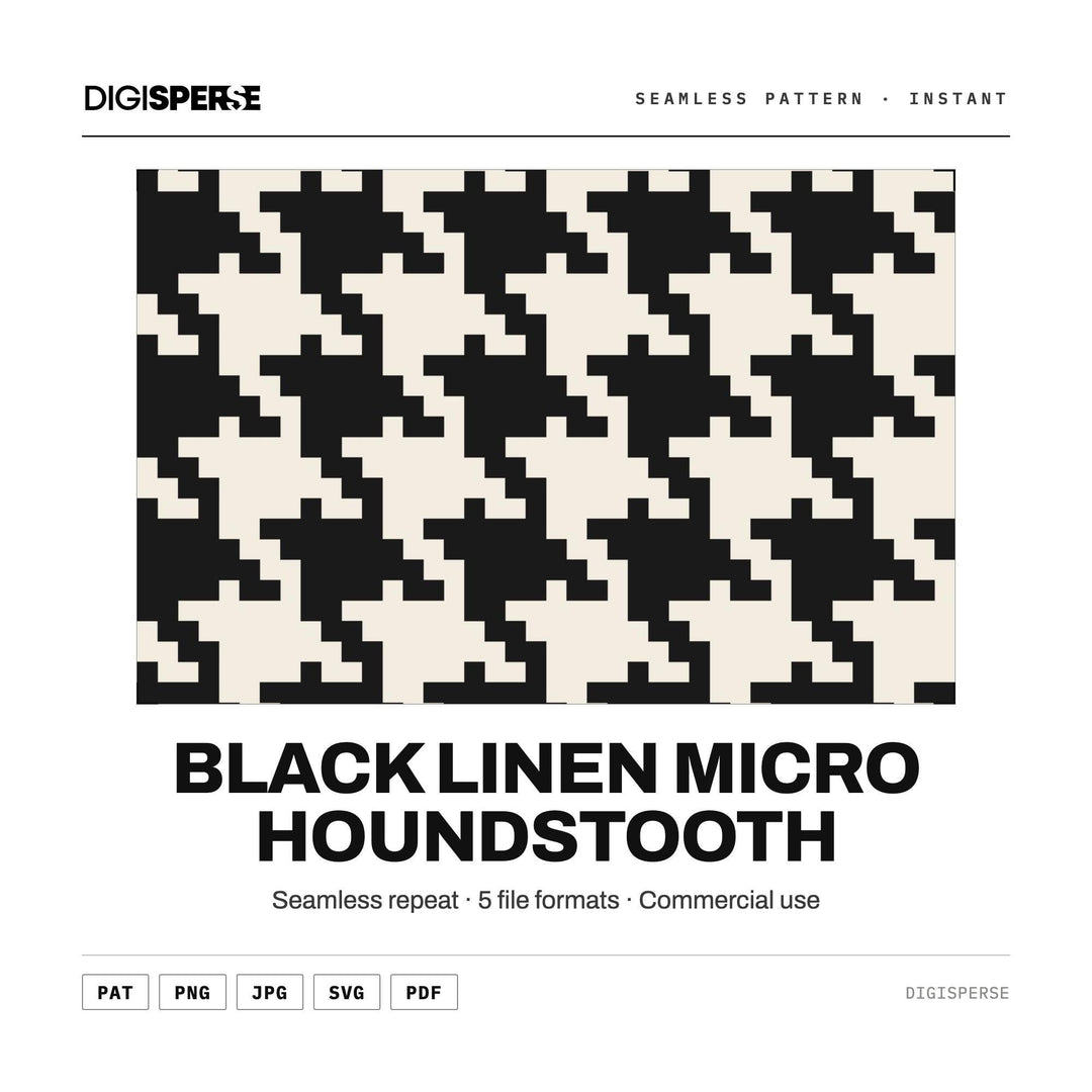 Seamless Pattern | Black Linen Micro Houndstooth | Digital Paper Fabric Wallpaper