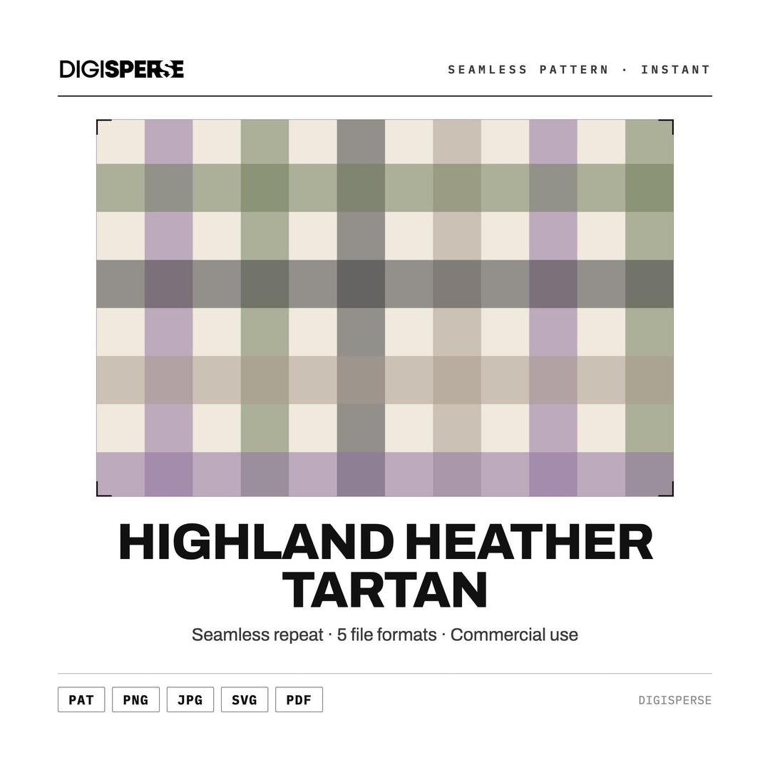 Tartan Plaid PNG | Highland Heather Seamless Pattern | Purple Green Digital Paper