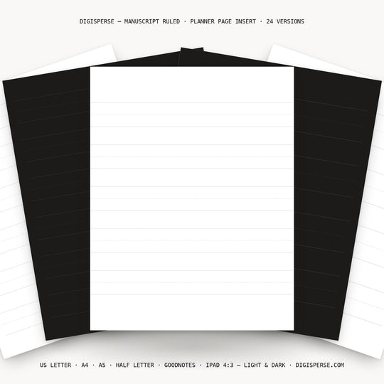 Manuscript Ruled printable planner insert — main preview