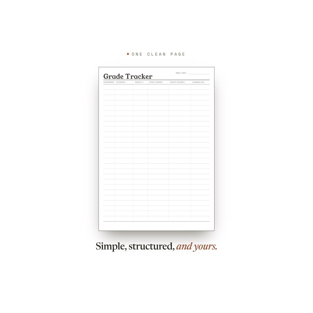 Grade Tracker printable planner insert — preview image 2 of 20