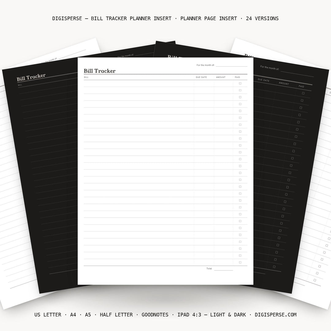Bill Tracker Planner Insert | Budget Planner | GoodNotes iPad PDF | Digital Download