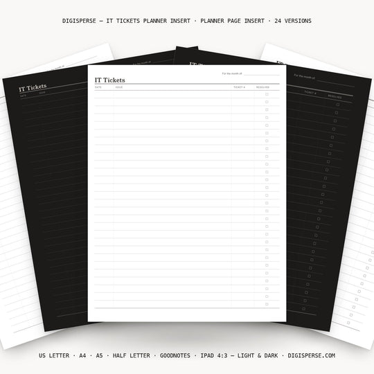 It Tickets printable planner insert — main preview