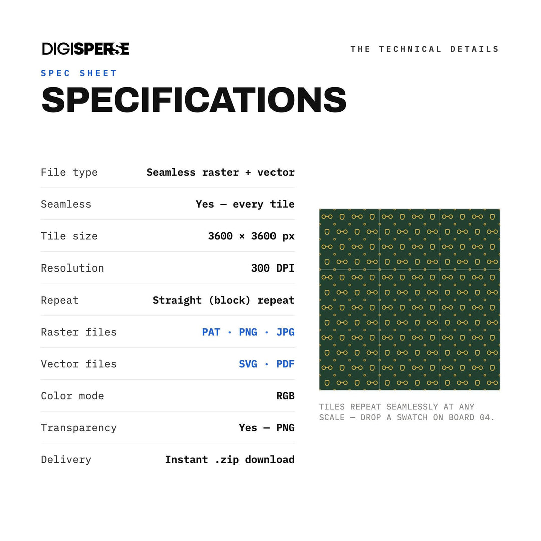 Gold Forest Equestrian Bit seamless pattern set — preview image 8 of 8