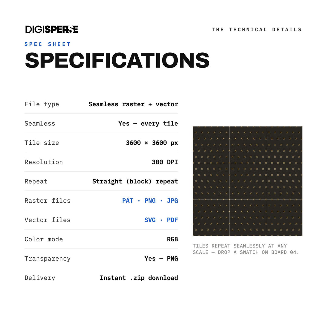 Charcoal Gold Logo Grid seamless pattern set — preview image 8 of 8