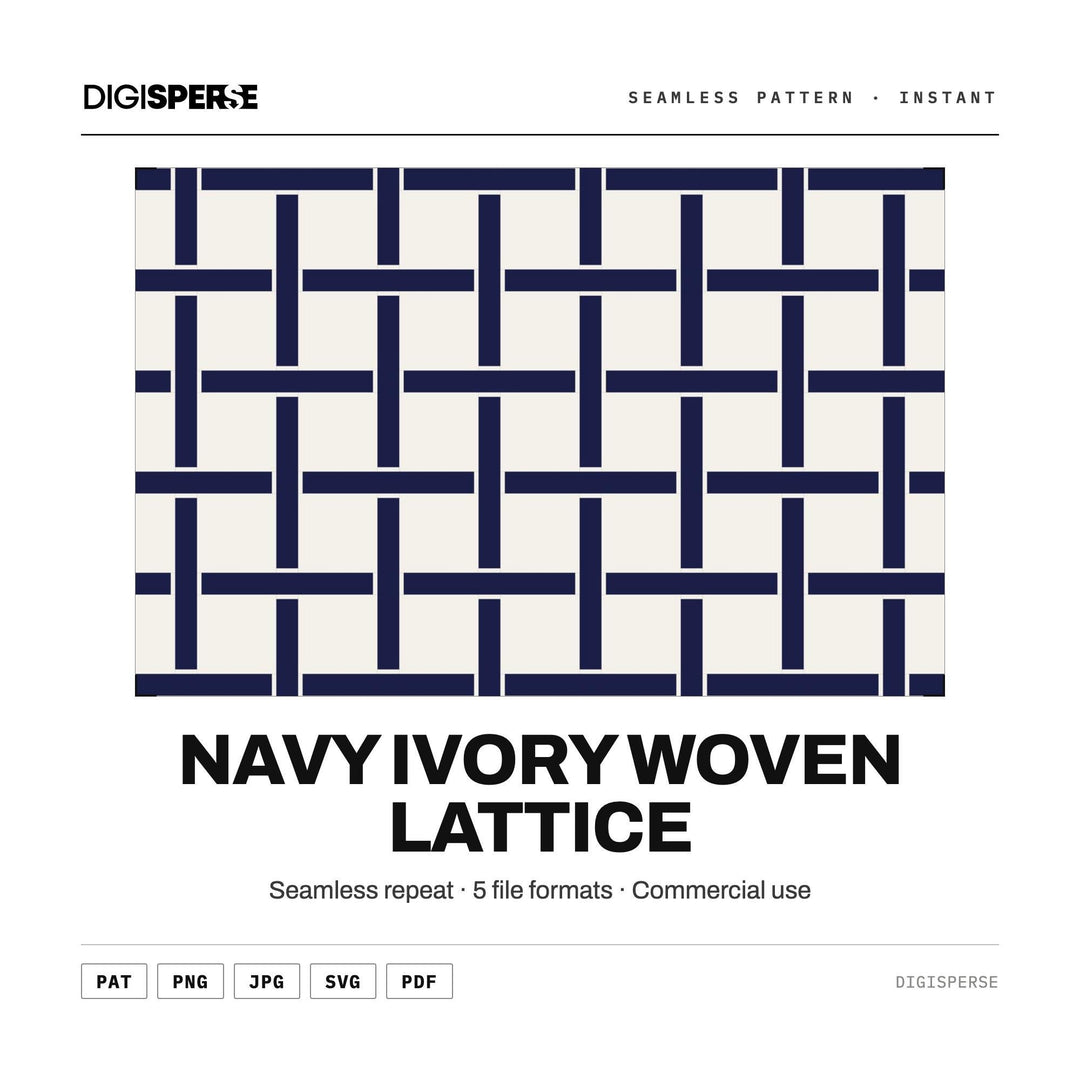 Navy Ivory Woven Lattice seamless pattern set — main preview