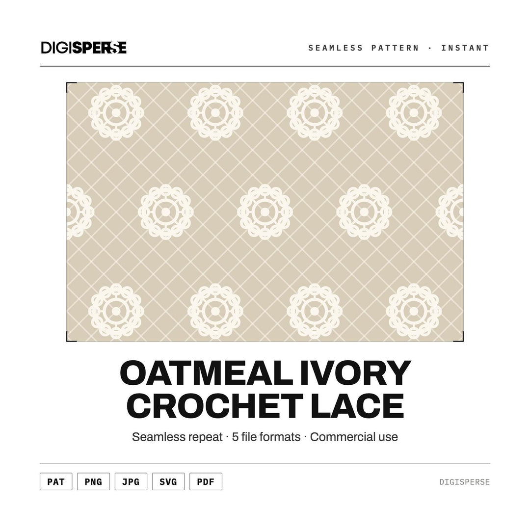 Oatmeal Ivory Crochet Lace seamless pattern set — main preview
